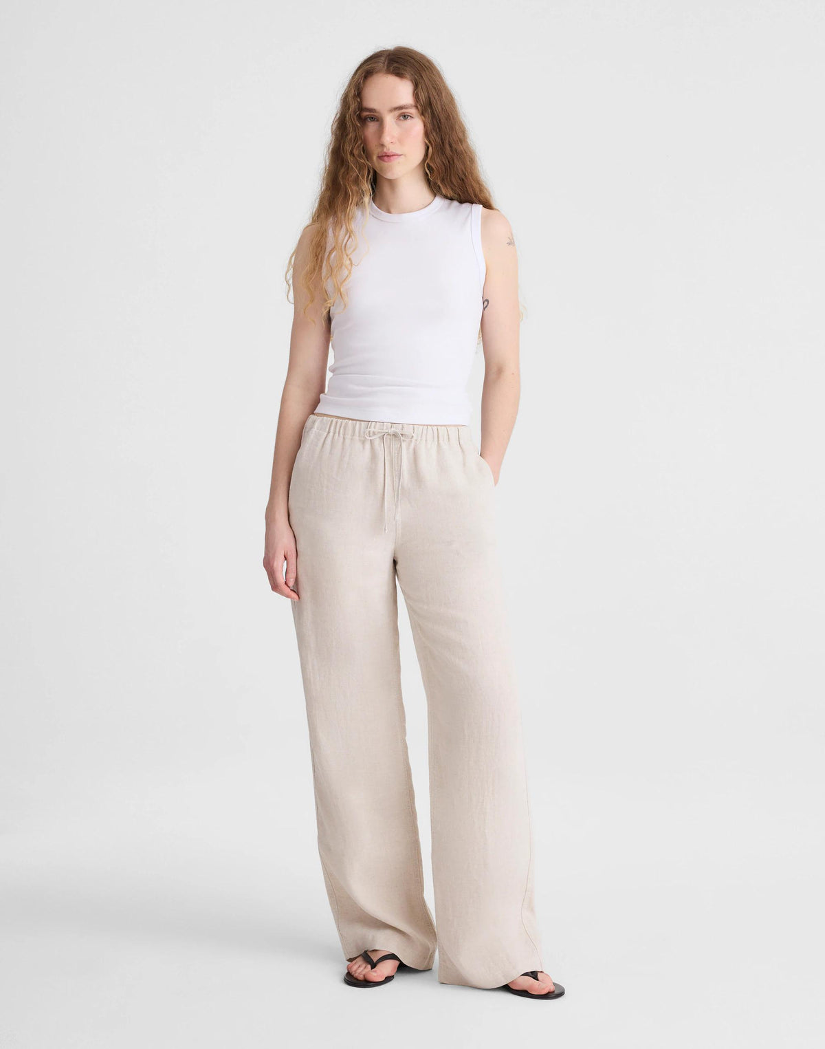 Madewell Pull-On Pants in 100% Linen Oat
