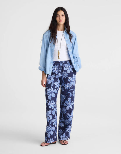 Madewell Pull-On Pants in 100% Linen Classic Indigo
