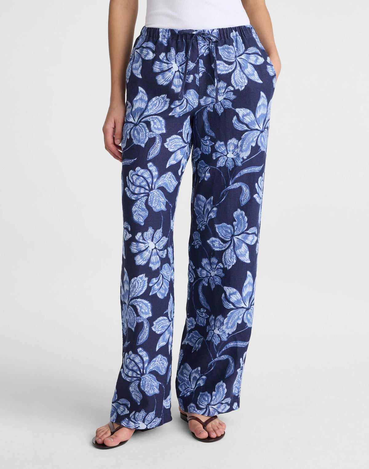 Madewell Pull-On Pants in 100% Linen Classic Indigo