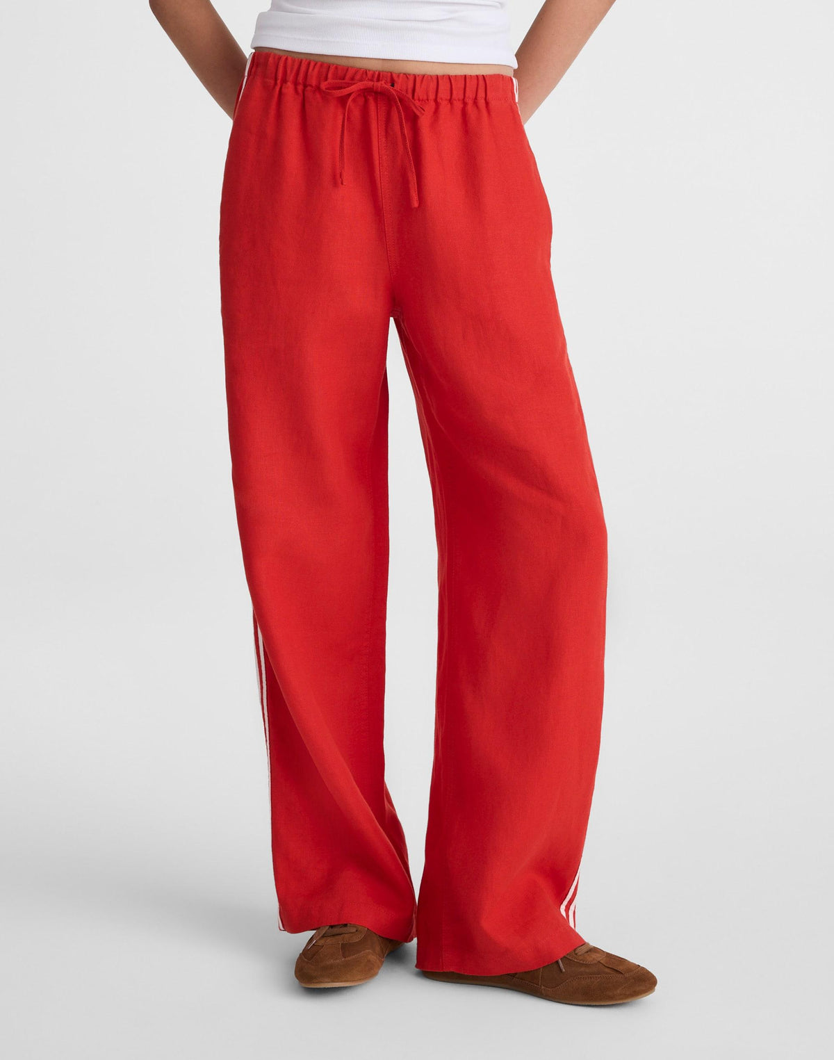 Madewell Pull-On Pants in 100% Linen Wild Poppy