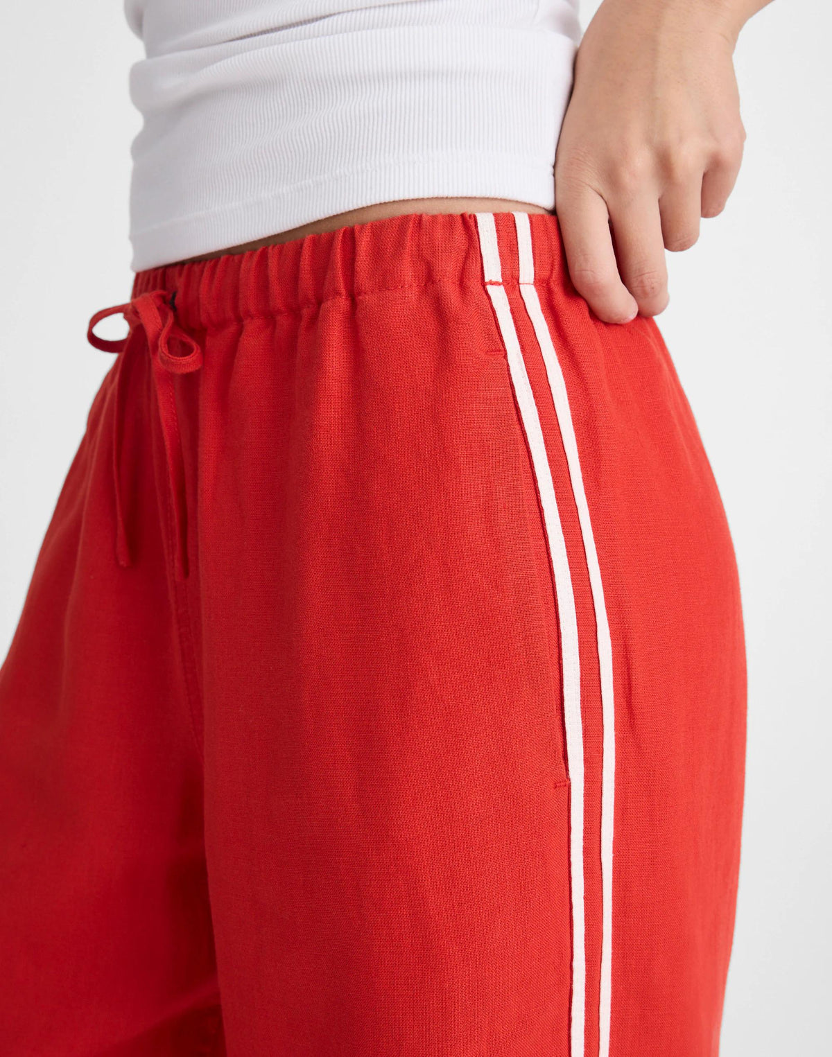 Madewell Pull-On Pants in 100% Linen Wild Poppy