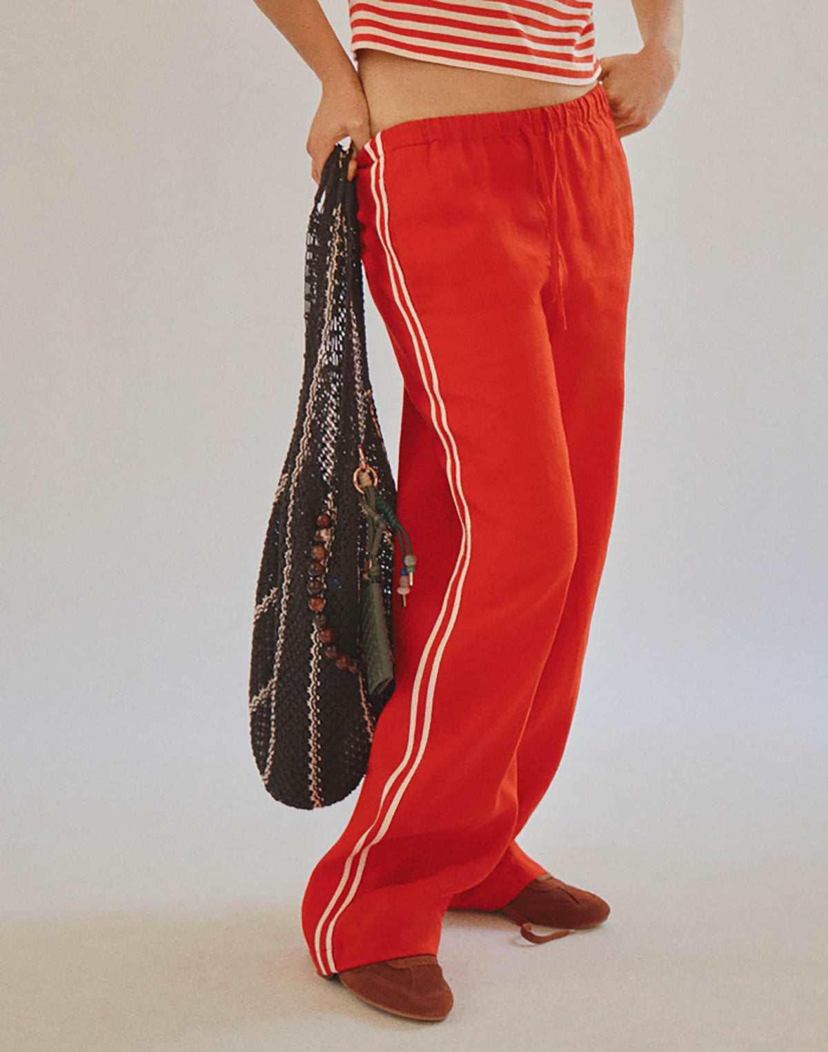 Madewell Pull-On Pants in 100% Linen Wild Poppy