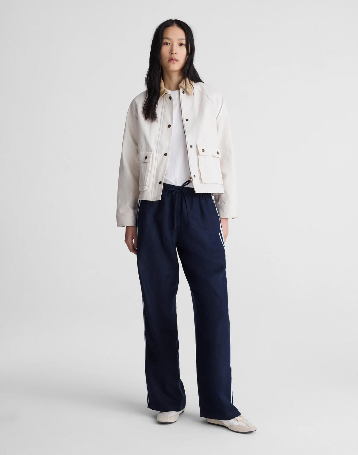 Madewell Pull-On Pants in 100% Linen Classic Navy