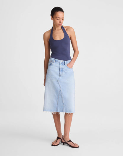Madewell Denim Midi Skirt in Foster Wash Foster Wash