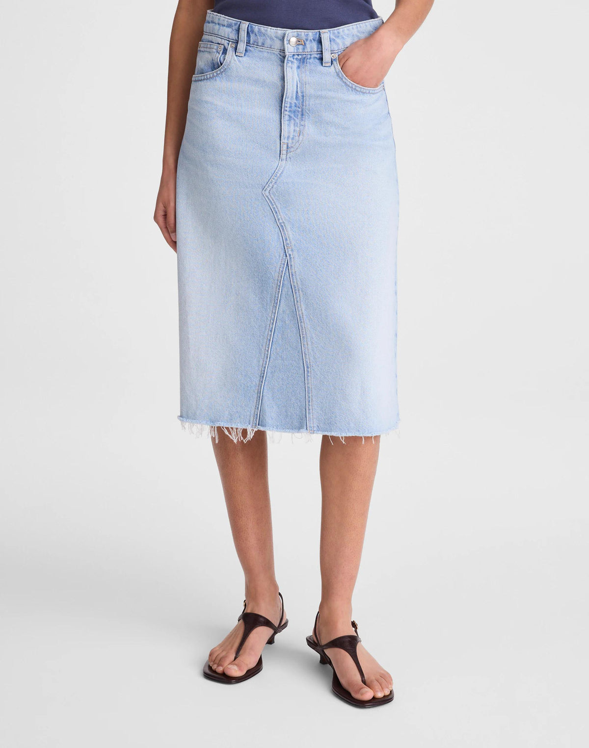 Madewell Denim Midi Skirt in Foster Wash Foster Wash
