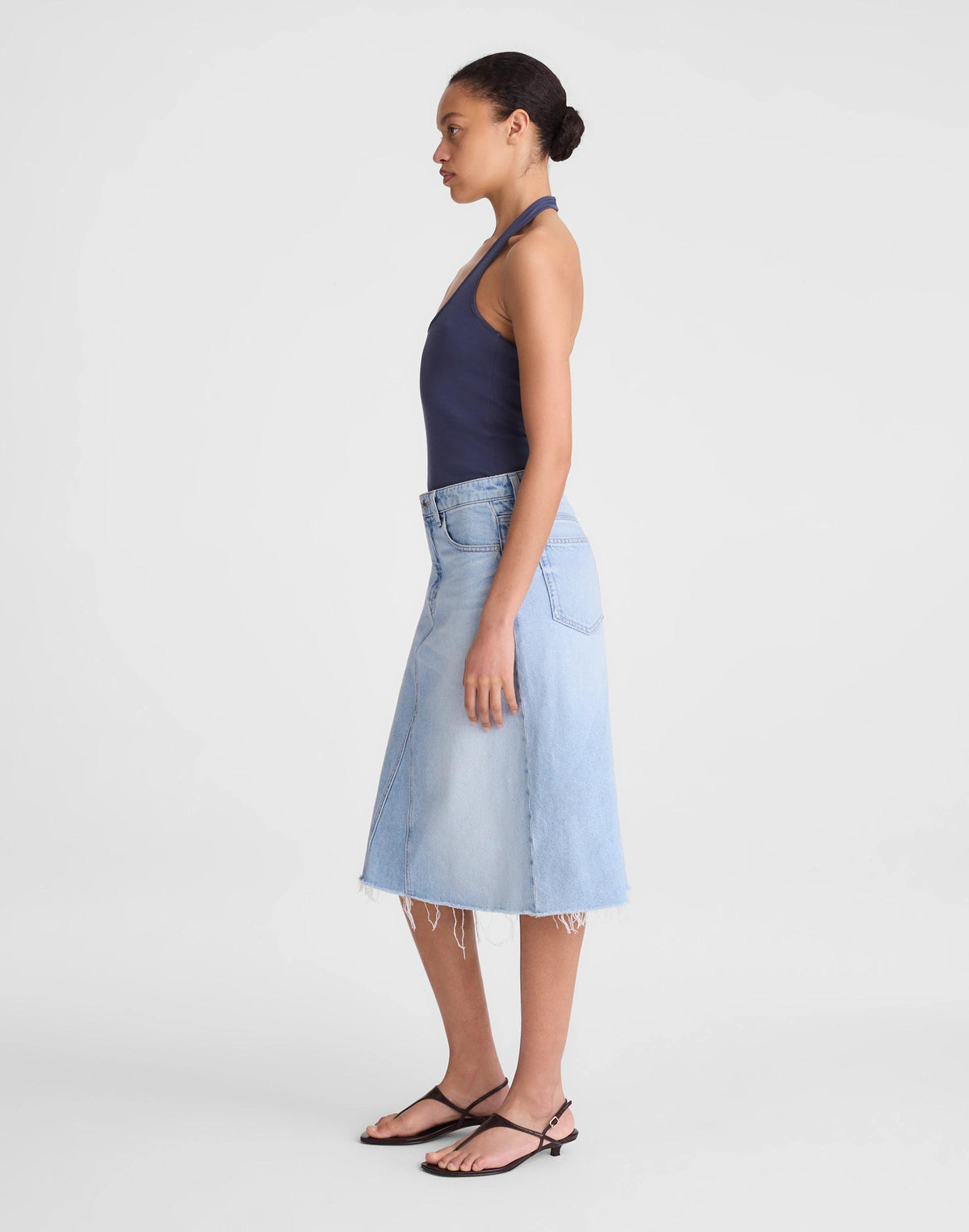 Madewell Denim Midi Skirt in Foster Wash Foster Wash