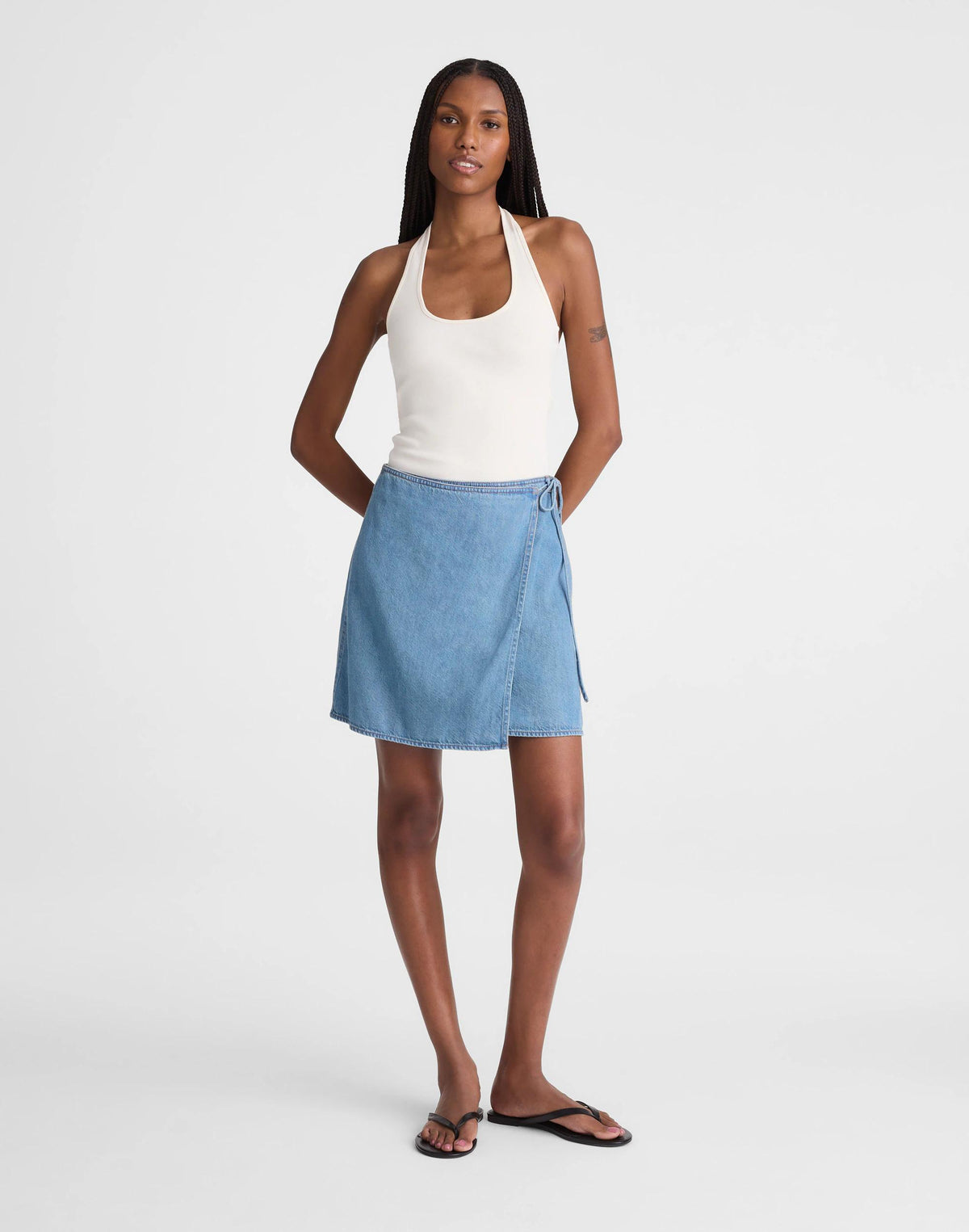 Madewell Airy Denim Wrap Mini Skirt Lido Wash