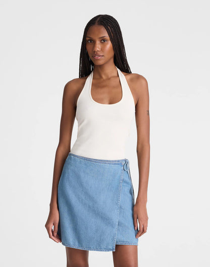 Madewell Airy Denim Wrap Mini Skirt Lido Wash