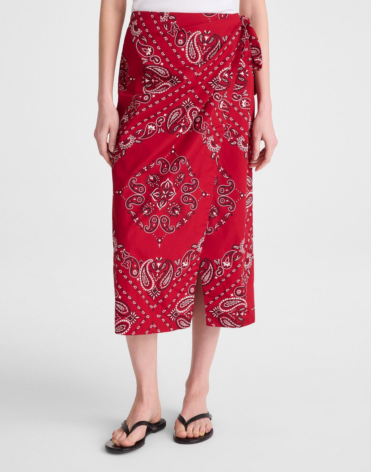Madewell Midi Wrap Skirt in Poplin Chili Pepper