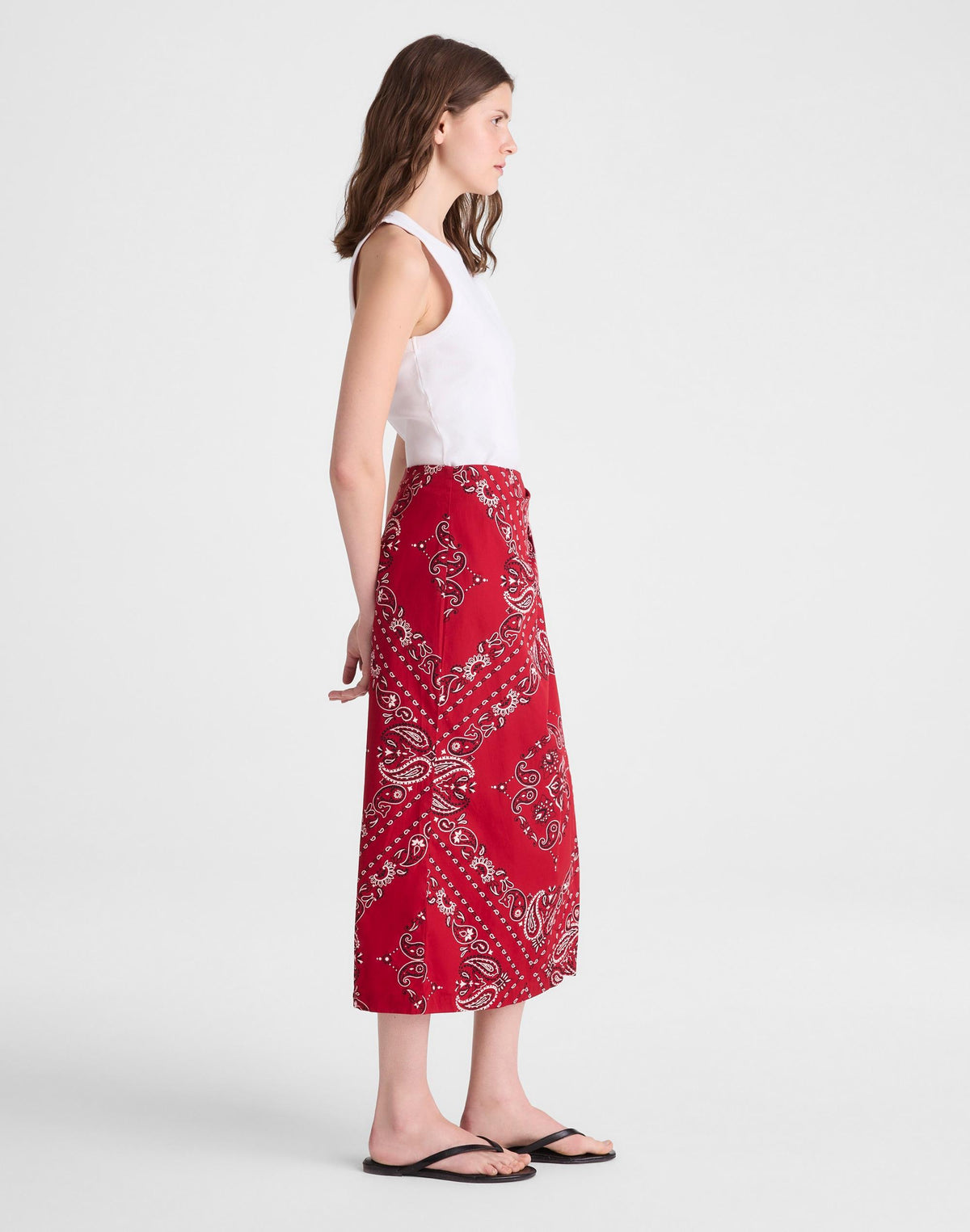 Madewell Midi Wrap Skirt in Poplin Chili Pepper
