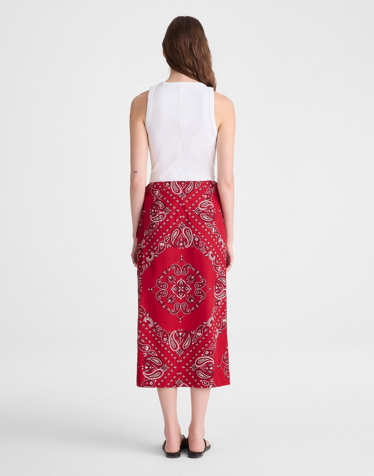 Madewell Midi Wrap Skirt in Poplin Chili Pepper