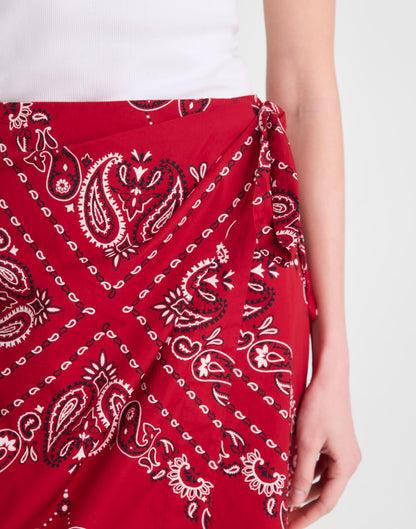 Madewell Midi Wrap Skirt in Poplin Chili Pepper