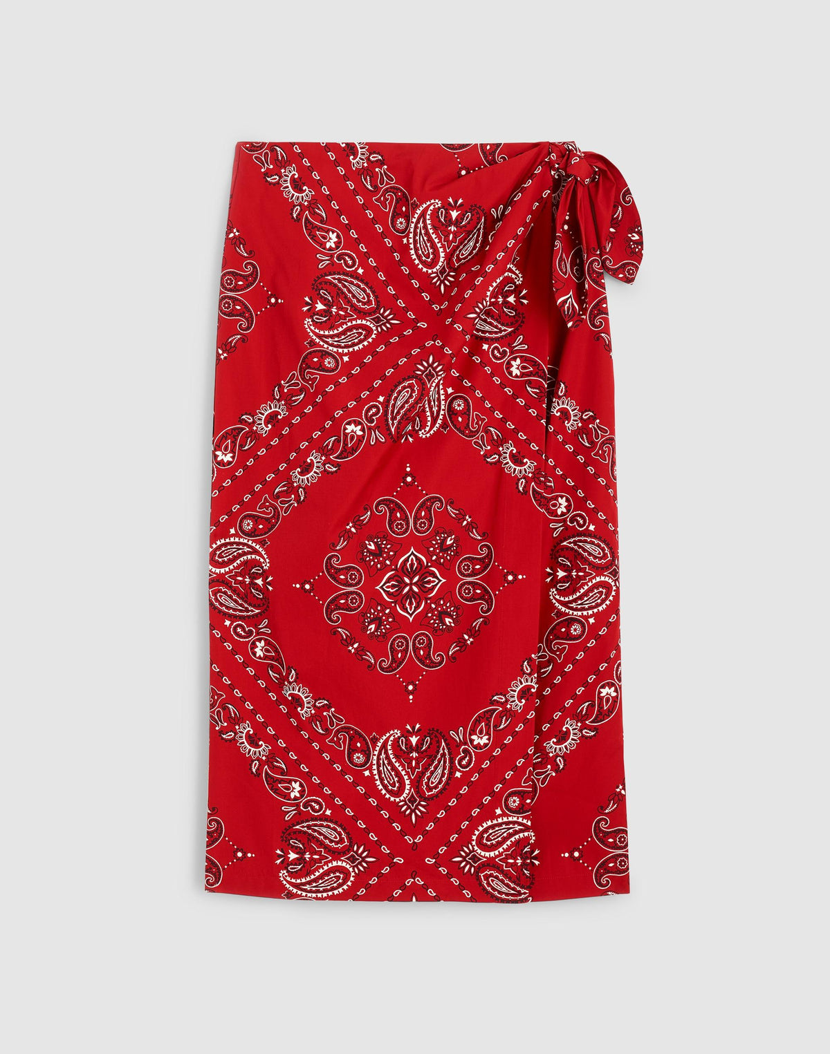 Madewell Midi Wrap Skirt in Poplin Chili Pepper