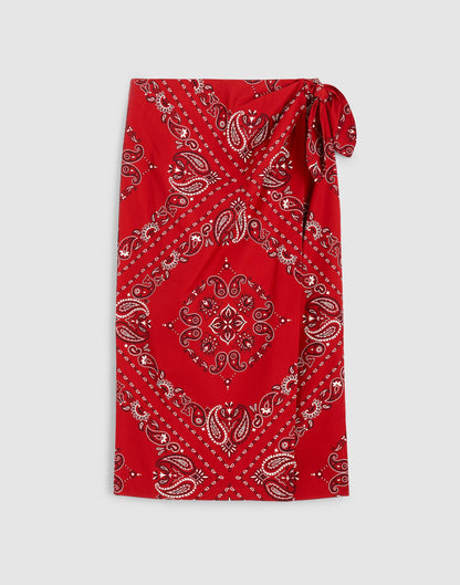 Madewell Midi Wrap Skirt in Poplin Chili Pepper