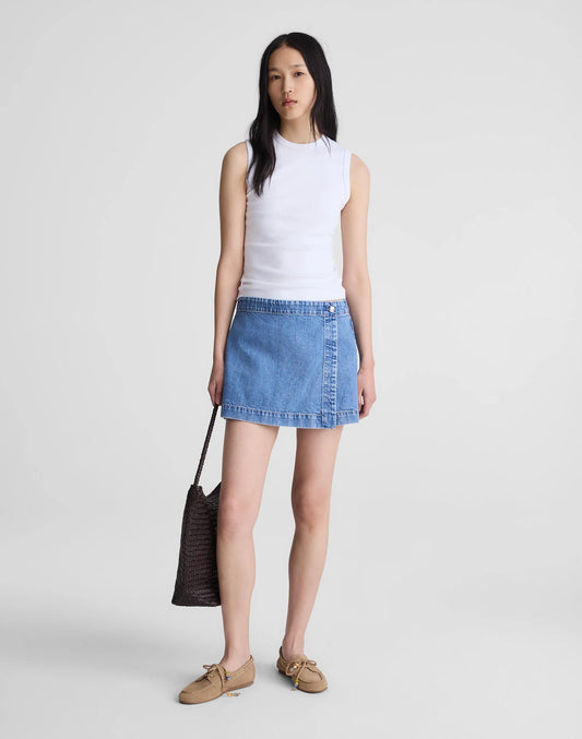 Madewell Denim Wrap Mini Skort Midvale Wash
