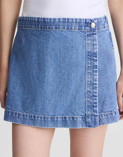 Madewell Denim Wrap Mini Skort Midvale Wash