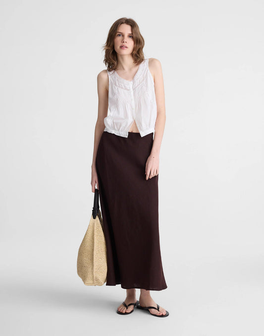 Madewell Maxi Slip Skirt in Linen Cocoa