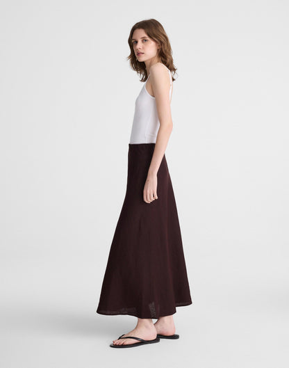 Madewell Maxi Slip Skirt in Linen Cocoa