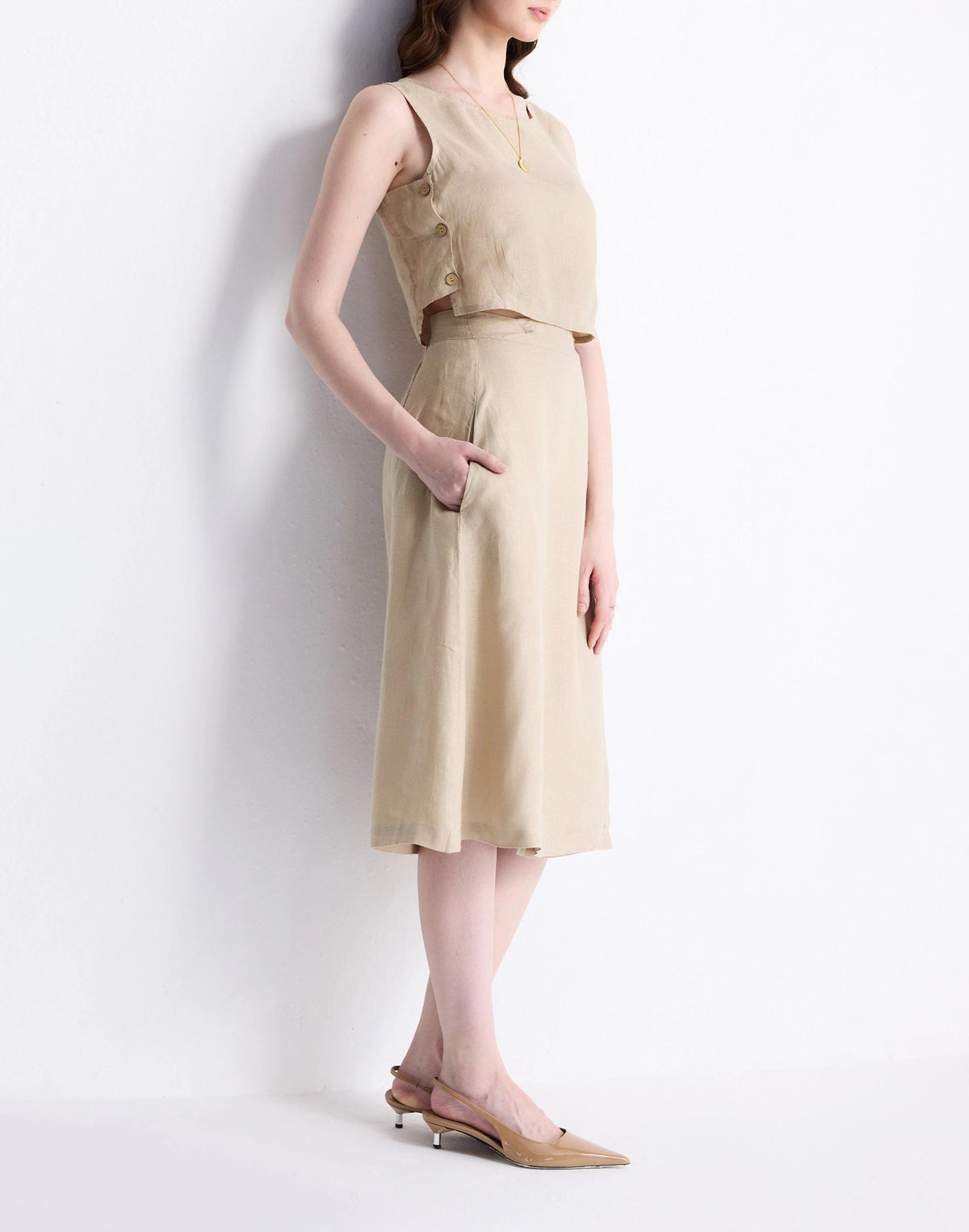 Madewell Reistor® Overlap Midi Skirt in 100% Neutral Beige Hemp Beige