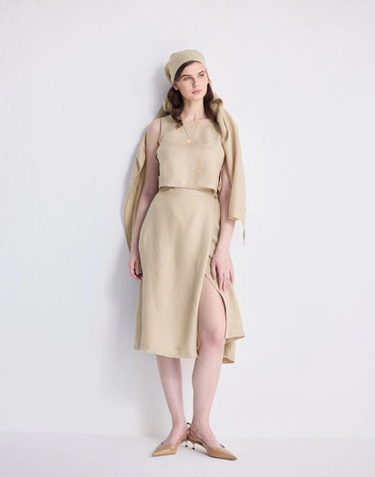 Madewell Reistor® Overlap Midi Skirt in 100% Neutral Beige Hemp Beige