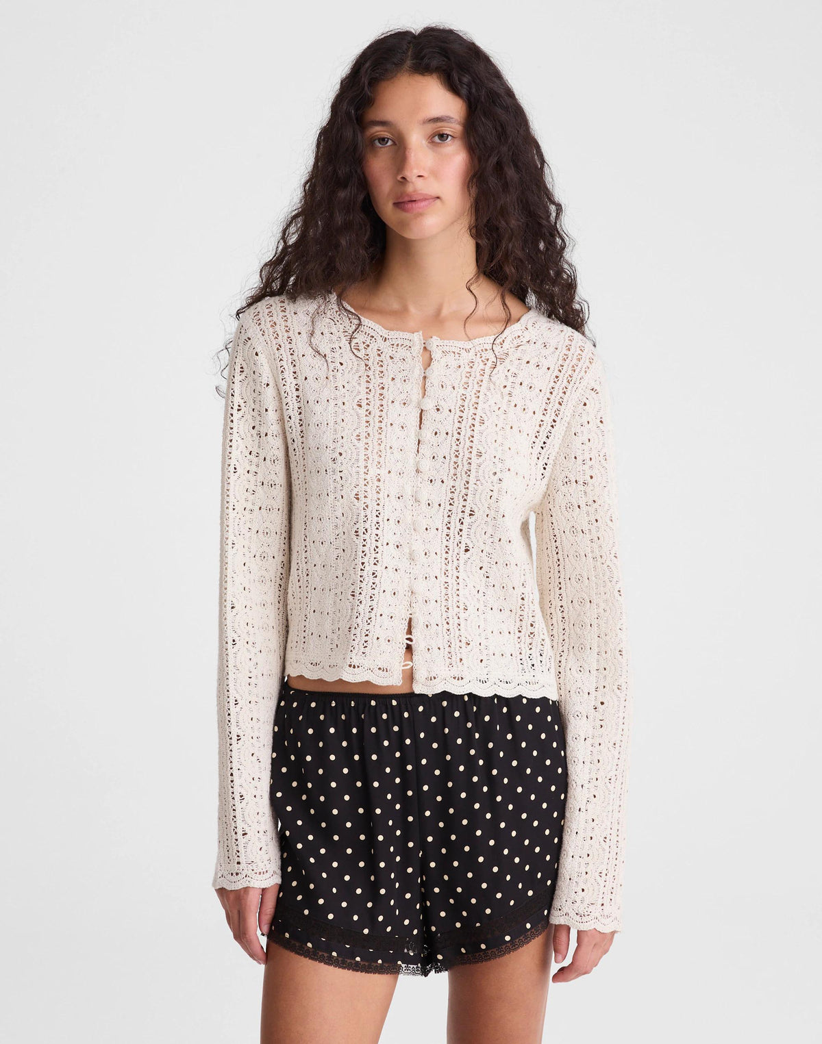Madewell Open-Knit Lace Cardigan Vintage Ivory