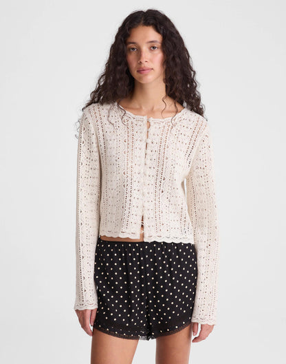 Madewell Open-Knit Lace Cardigan Vintage Ivory
