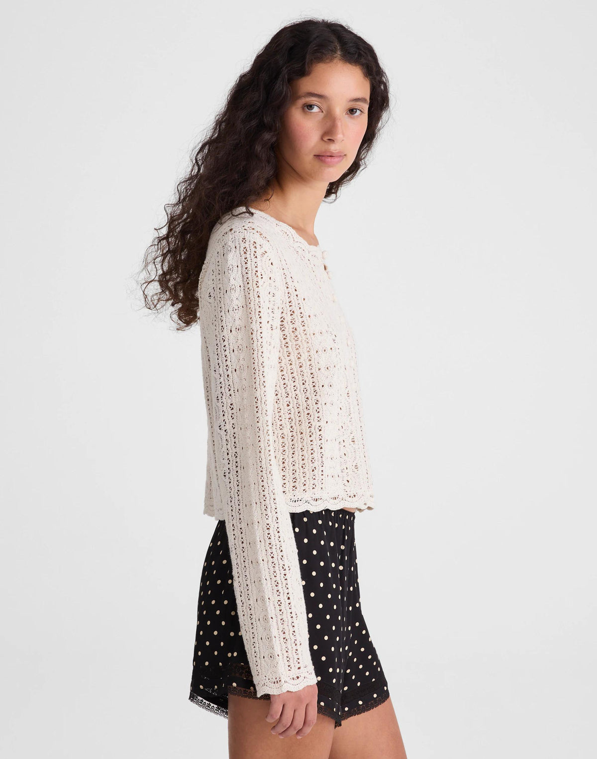 Madewell Open-Knit Lace Cardigan Vintage Ivory
