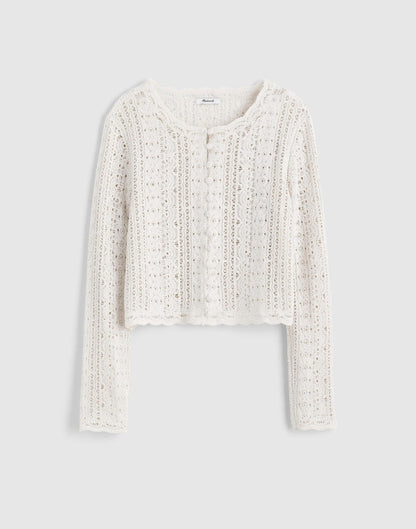 Madewell Open-Knit Lace Cardigan Vintage Ivory