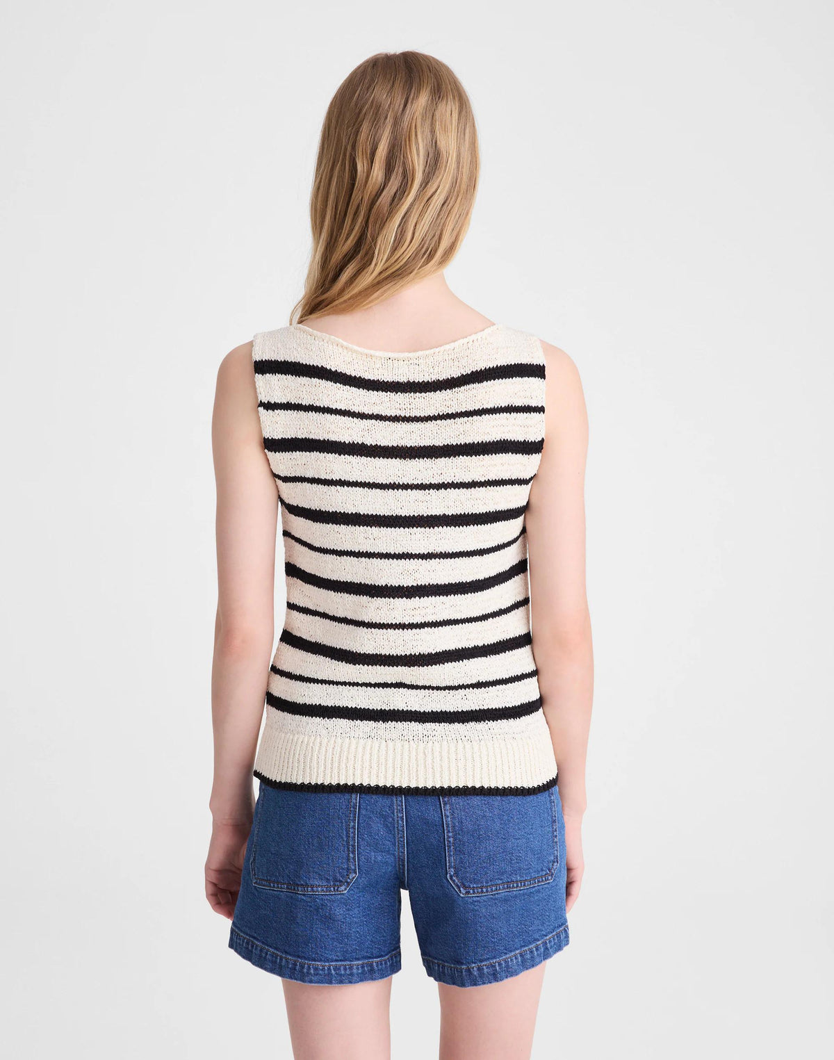 Madewell Boatneck Sweater Tank Ivory And Black Stripe