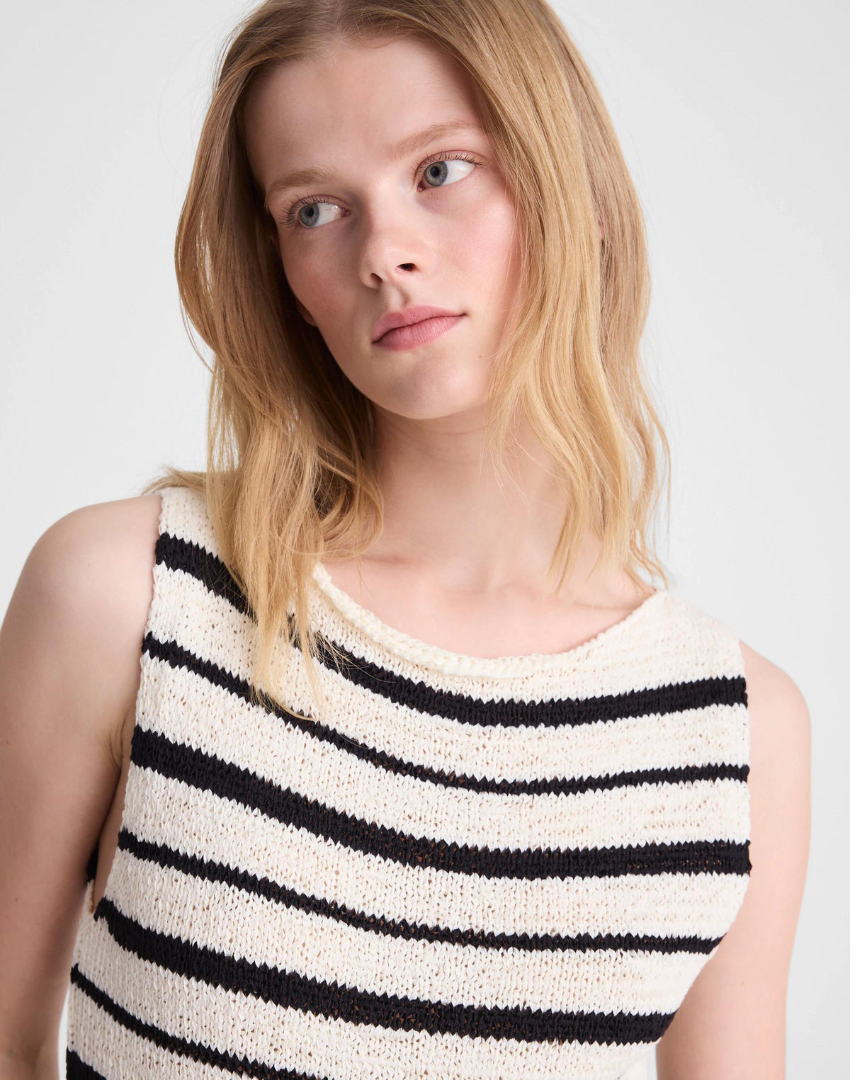 Madewell Boatneck Sweater Tank Ivory And Black Stripe