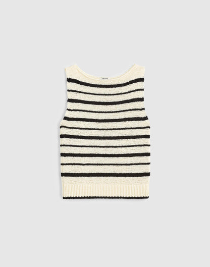 Madewell Boatneck Sweater Tank Ivory And Black Stripe