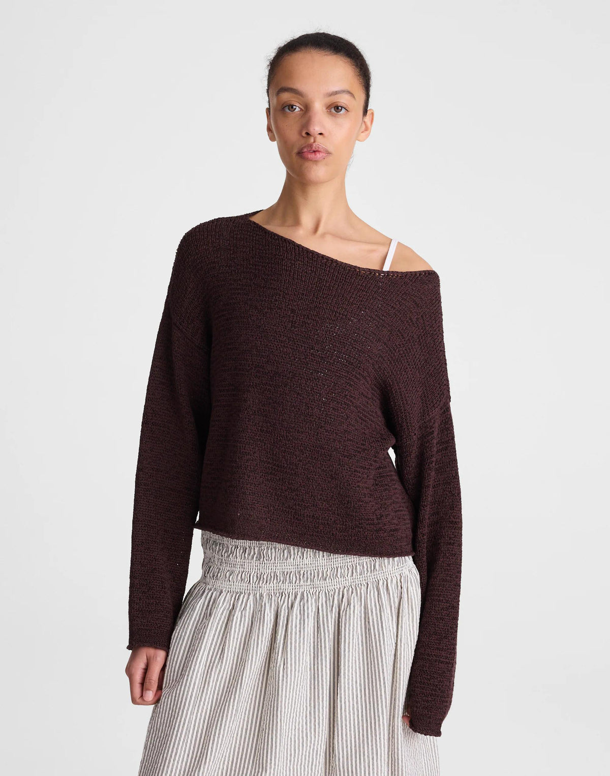 Madewell Boatneck Pullover Sweater Burnt Cocoa