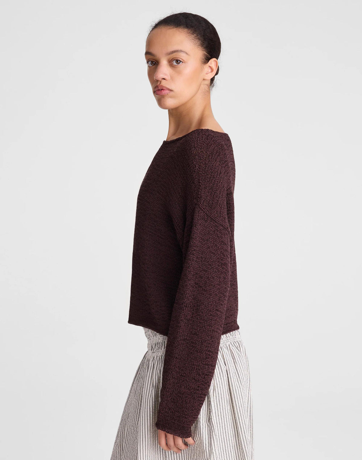 Madewell Boatneck Pullover Sweater Burnt Cocoa