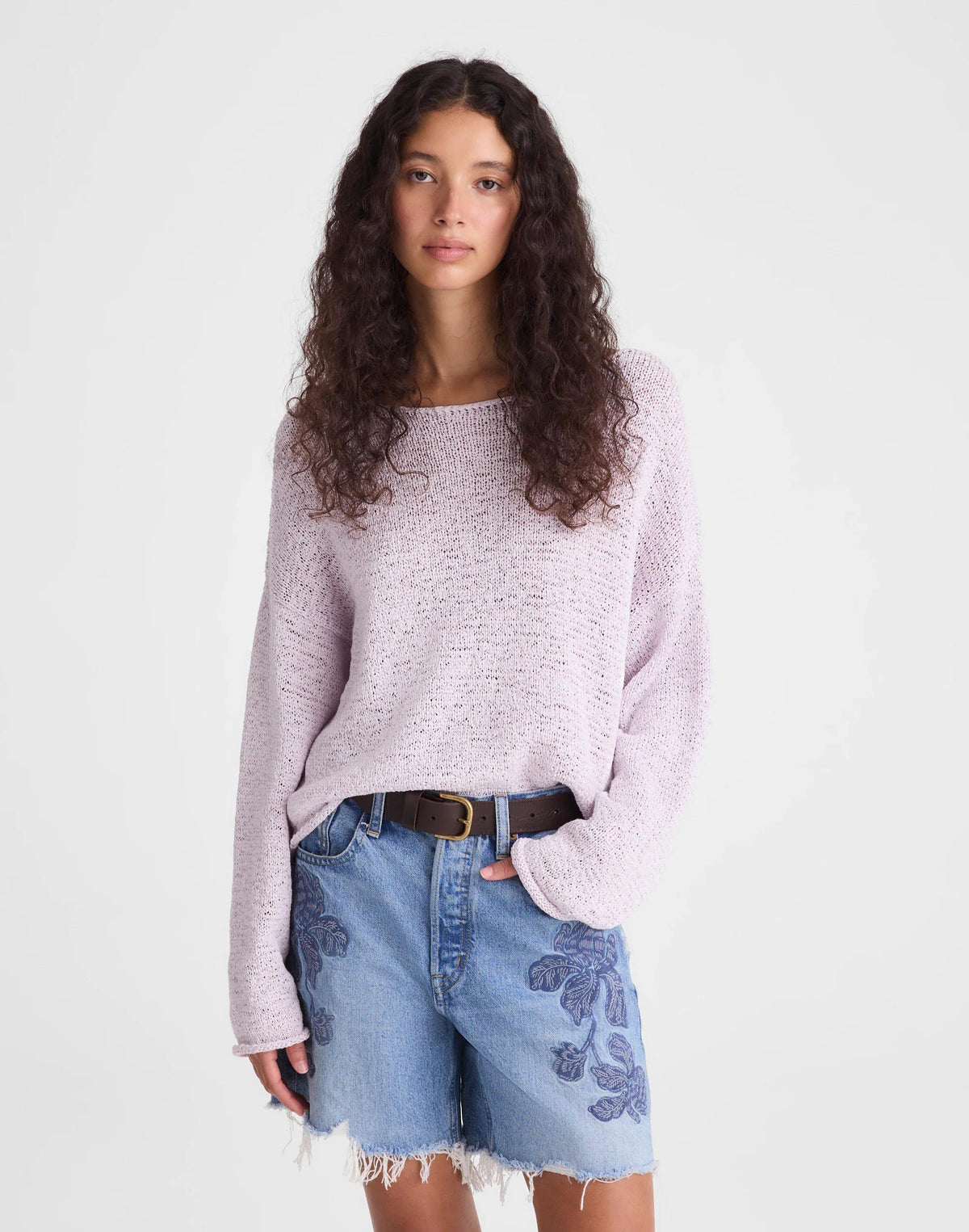 Madewell Boatneck Pullover Sweater Marble Lilac