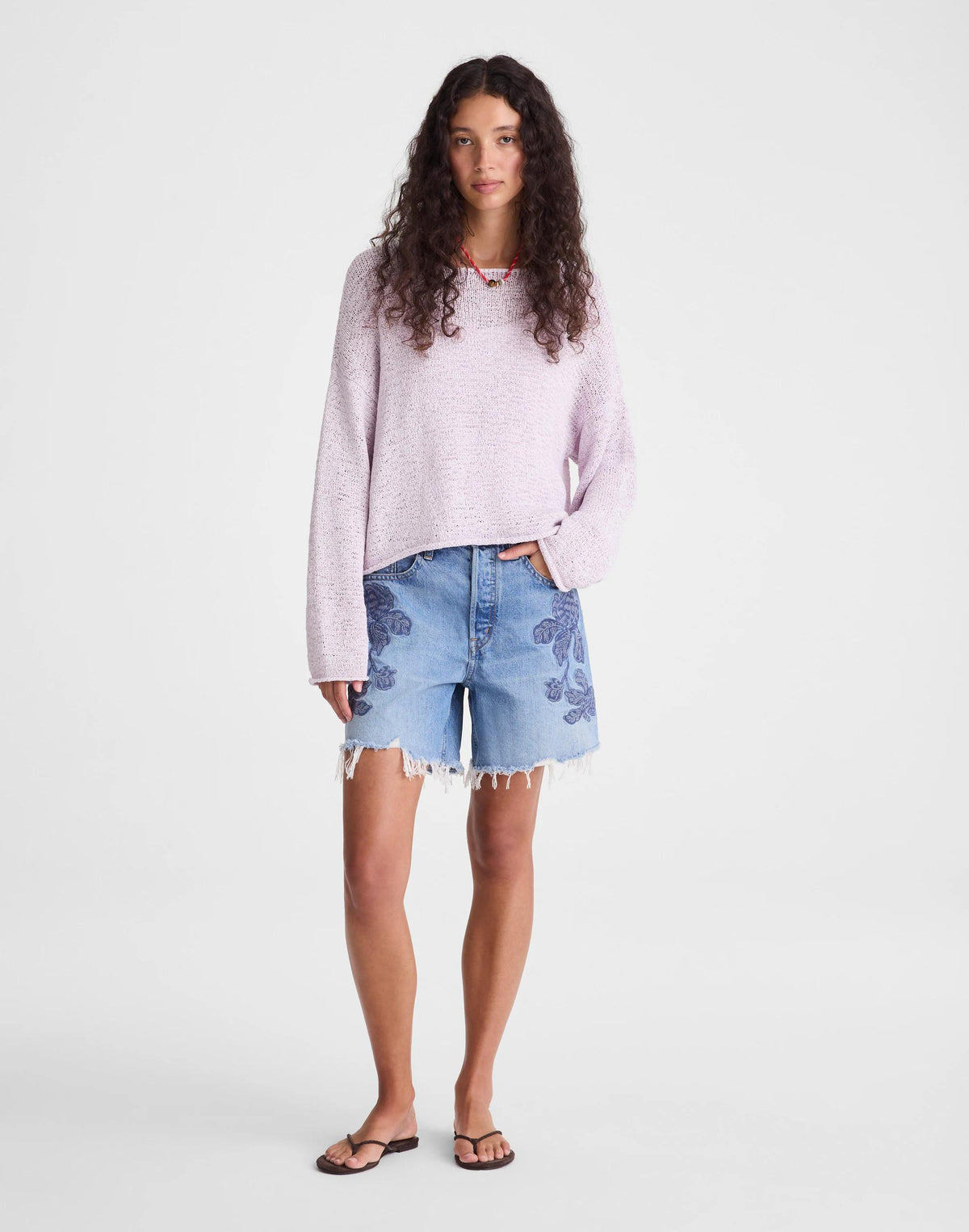 Madewell Boatneck Pullover Sweater Marble Lilac