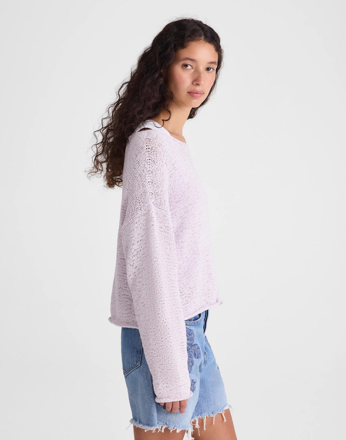 Madewell Boatneck Pullover Sweater Marble Lilac