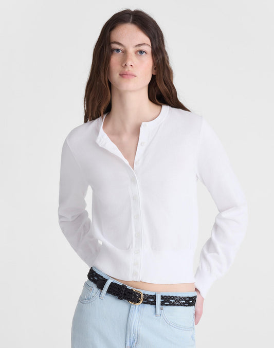 Madewell Button-Front Cardigan in 100% Cotton White