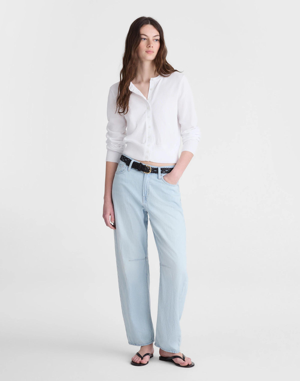 Madewell Button-Front Cardigan in 100% Cotton White