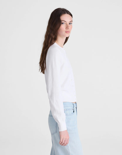 Madewell Button-Front Cardigan in 100% Cotton White