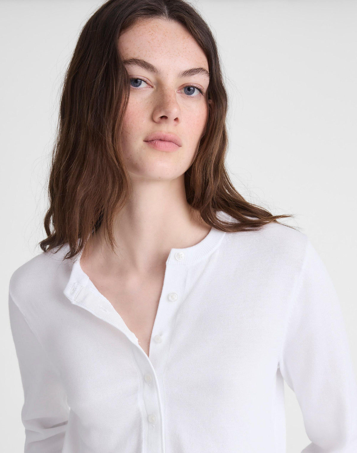Madewell Button-Front Cardigan in 100% Cotton White