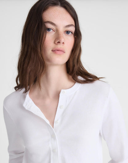 Madewell Button-Front Cardigan in 100% Cotton White