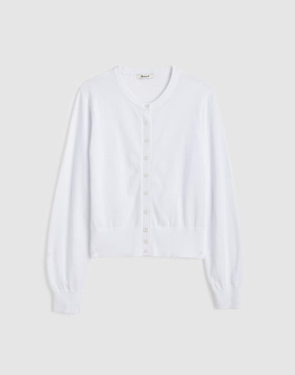 Madewell Button-Front Cardigan in 100% Cotton White