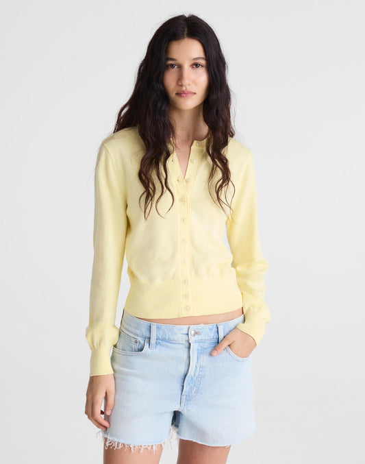 Madewell Button-Front Cardigan in 100% Cotton Candlelight