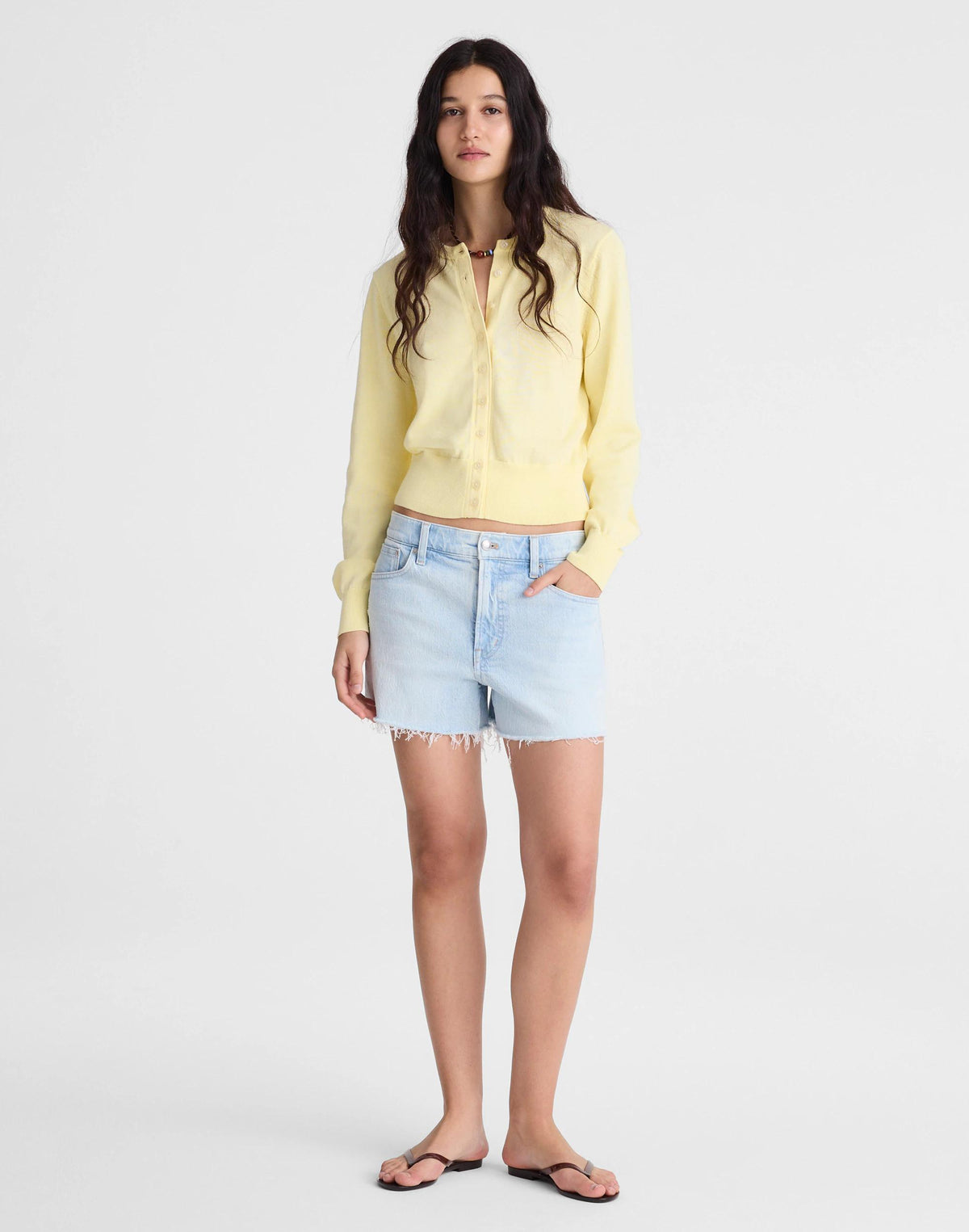Madewell Button-Front Cardigan in 100% Cotton Candlelight
