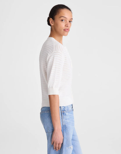 Madewell Textured Short-Sleeve Cardigan in 100% Cotton Lighthouse