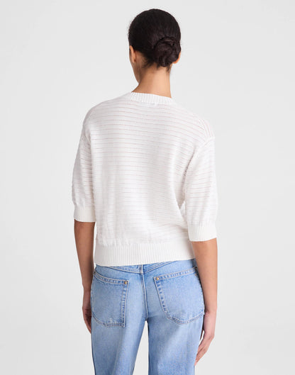 Madewell Textured Short-Sleeve Cardigan in 100% Cotton Lighthouse