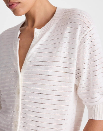 Madewell Textured Short-Sleeve Cardigan in 100% Cotton Lighthouse