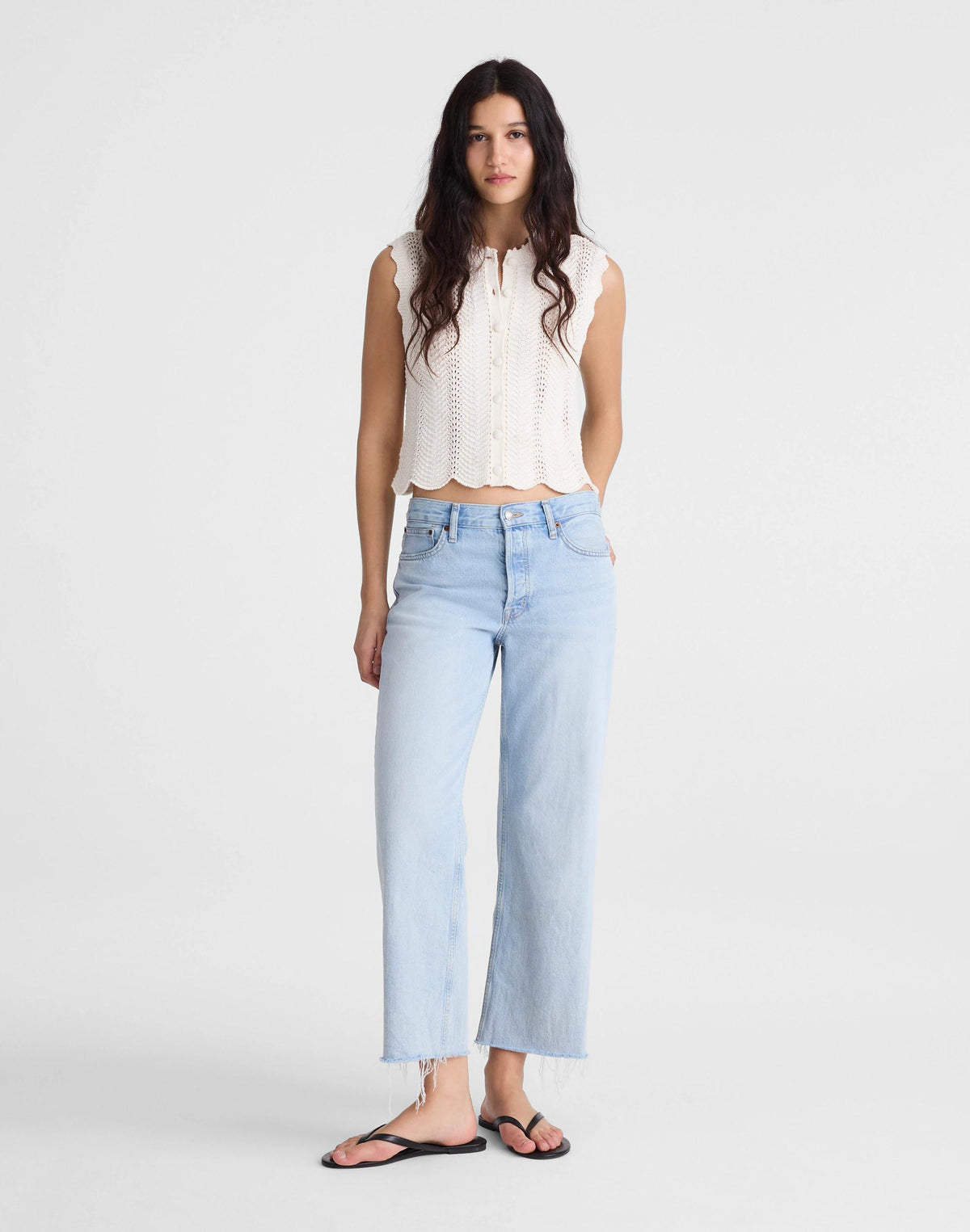 Madewell Wavy-Knit Button-Front Shell Top Vintage Ivory