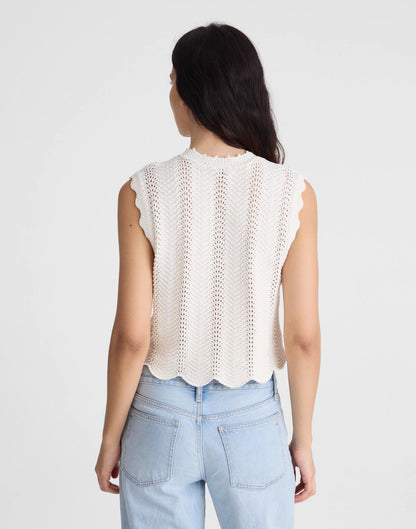 Madewell Wavy-Knit Button-Front Shell Top Vintage Ivory