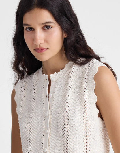 Madewell Wavy-Knit Button-Front Shell Top Vintage Ivory